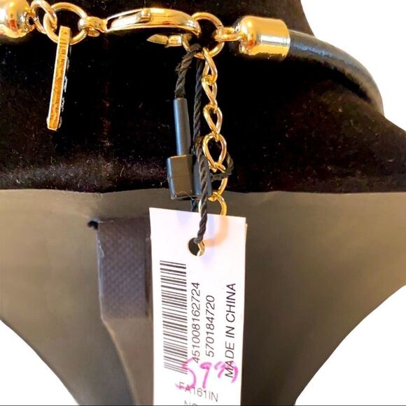 WHBM Gold & Black Leather Fringe Statement Necklace. Stunner! Have one myself! - Picture 4 of 5